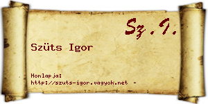 Szüts Igor névjegykártya